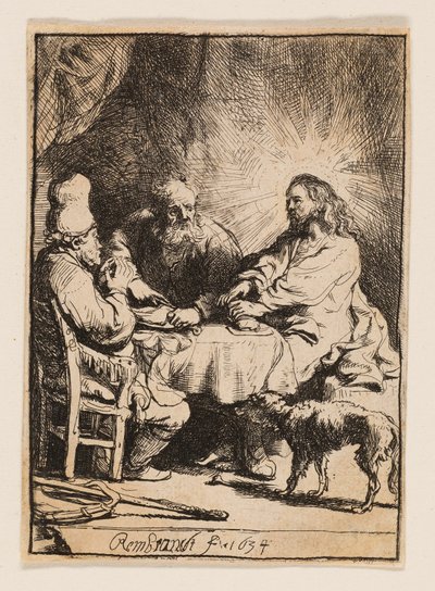 Kristus v Emauzích: Menší talíř od Rembrandt van Rijn