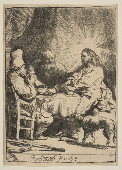 Kristus v Emauzích: Menší talíř, 1634. od Rembrandt van Rijn