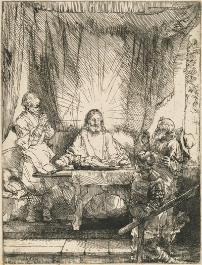 Kristus v Emauzích: Větší deska od Rembrandt van Rijn