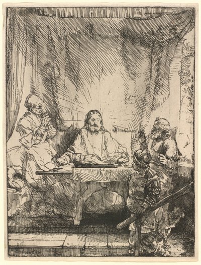 Kristus v Emauzích: větší obraz od Rembrandt van Rijn
