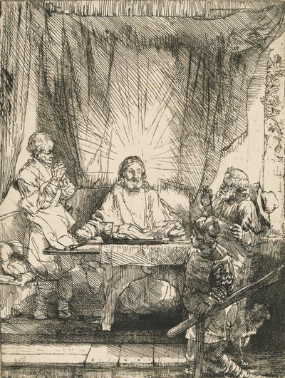 Kristus v Emauzích: Větší deska, 1654. od Rembrandt van Rijn