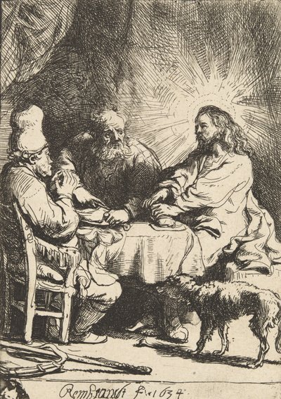 Kristus v Emauzích: Menší deska, 1634. od Rembrandt van Rijn