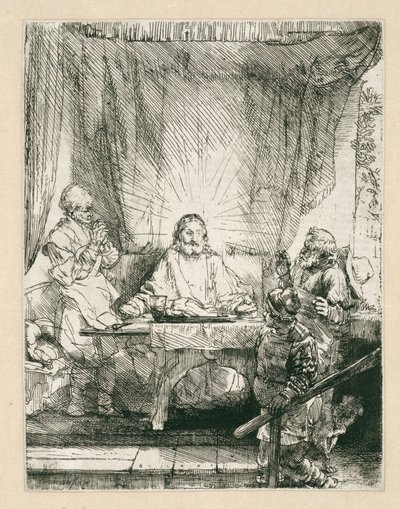 Kristus v Emauzích: větší talíř od Rembrandt van Rijn