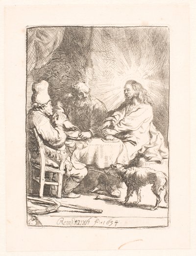 Kristus v Emauzích: menší talíř od Rembrandt van Rijn