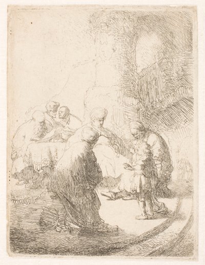 Kristus diskutuje s učenými: malý obraz od Rembrandt van Rijn