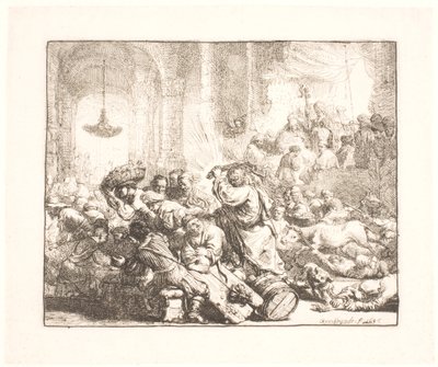 Kristus vyhání směnárníky z chrámu od Rembrandt van Rijn