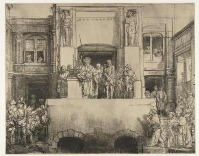 Kristus představený lidem: podlouhlý talíř od Rembrandt van Rijn