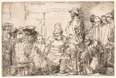 Kristus sedí a diskutuje s učenými v Písmu od Rembrandt van Rijn