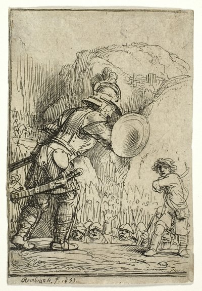 David a Goliáš od Rembrandt van Rijn
