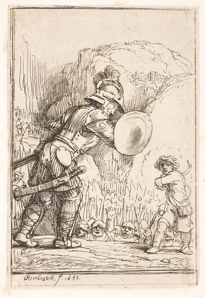 David a Goliáš od Rembrandt van Rijn