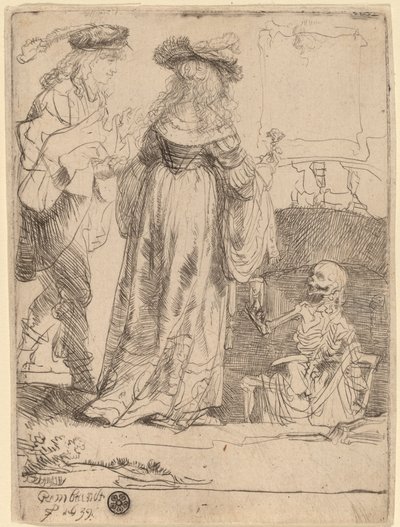 Smrt zjevující se manželskému páru z otevřeného hrobu od Rembrandt van Rijn