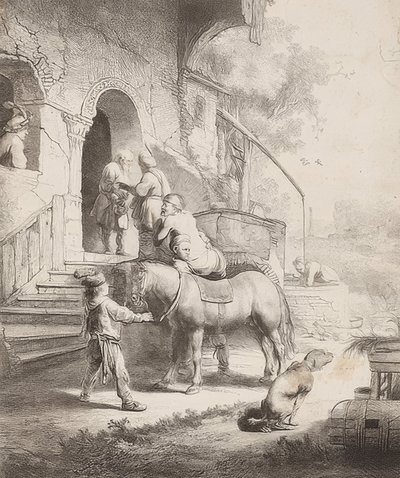 Dobrý samaritán. 1633 od Rembrandt van Rijn