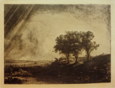 Krajina se třemi stromy od Rembrandt van Rijn