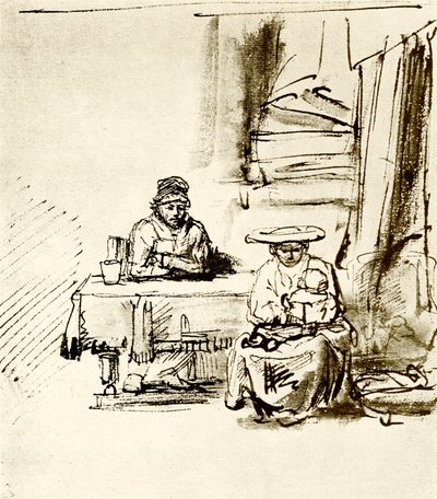 Rodinná scéna od Rembrandt van Rijn