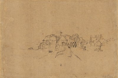 Figurky na Anthoniesdijk vjíždějící do Houtewael [verso] od Rembrandt van Rijn