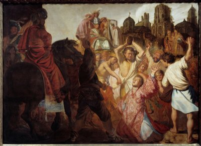 První křesťanský mučedník: „“Ukamenování svatého Štěpána““ Malba Harmensze Van Rijna Rembrandta (1606-1669) 1625 Ne. 0,89x1,23 m Lyon, Musee des Beaux Arts od Rembrandt van Rijn