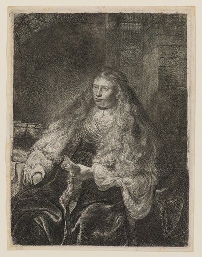 Dívka s vlasy spadajícími na ramena od Rembrandt van Rijn