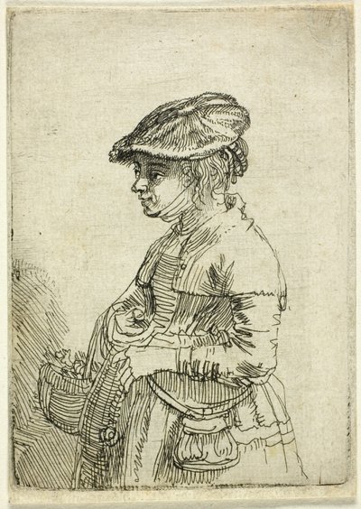 Dívka s košíkem od Rembrandt van Rijn