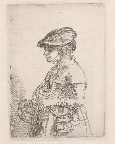 Dívka s košíkem od Rembrandt van Rijn