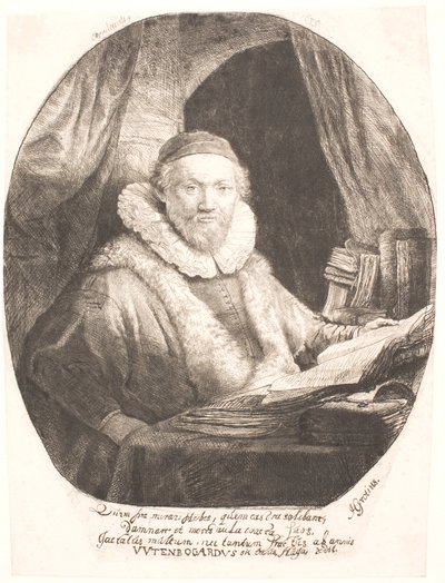 Jan Uytenbogaert, kazatel sekty arminiánských remonstarntů od Rembrandt van Rijn