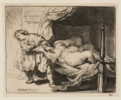 Josef a Potífarova žena od Rembrandt van Rijn
