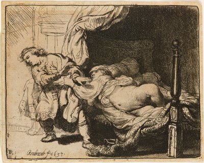 Josefa a Potifarova manželka [Gen. 39: 7-12], 1634. od Rembrandt van Rijn