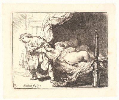 Josefa a Potifarova manželka od Rembrandt van Rijn