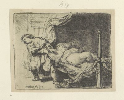 Jozef en de vrouw van Potifar Kolekce osmdesáti pěti původních tisků (název série) od Rembrandt van Rijn