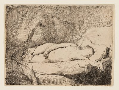 Jupiter a Antiope: Menší talíř od Rembrandt van Rijn