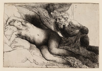 Jupiter a Antiope: Větší deska od Rembrandt van Rijn