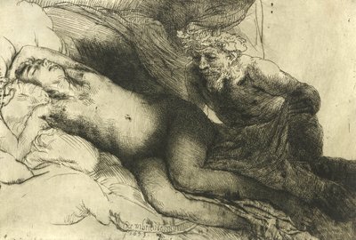 Jupiter a Antiopa, kolem roku 1659 od Rembrandt van Rijn