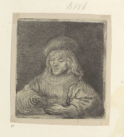 Kaartspeler Kolekce osmdesáti pěti původních tisků (název série) od Rembrandt van Rijn
