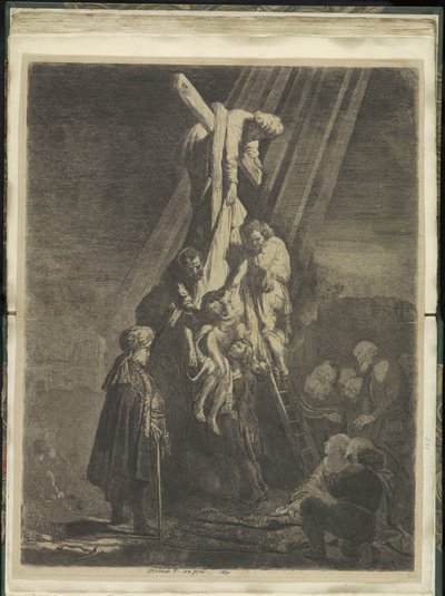 Kruisafname: tweede plaat Kolekce osmdesáti pěti původních tisků (název série) od Rembrandt van Rijn