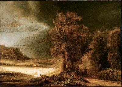 Obraz Krajina u dobrého Samaritána od Harmenszoona van Rijna dit Rembrandta (1606-1669) 1638 Sun. 46,5x66 cm Muzeum Czartoryských, Krakov, Polsko od Rembrandt van Rijn