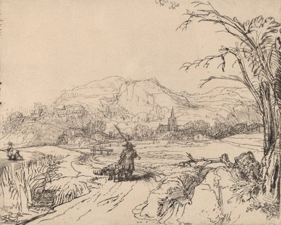 Krajina se sportovcem a psem, c. 1653. od Rembrandt van Rijn