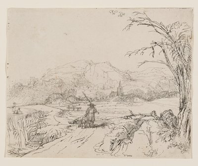 Krajina se sportovcem a psy od Rembrandt van Rijn