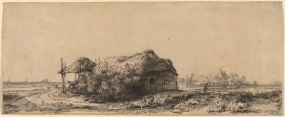 Krajina s chalupou a stodolou na seno: Podlouhlá od Rembrandt van Rijn