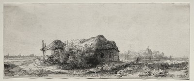 Krajina s chalupou a stodolou na seno: Podlouhlá od Rembrandt van Rijn