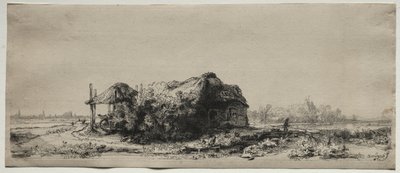 Krajina s chalupou a stodolou na seno: Obdélná, 1641. od Rembrandt van Rijn