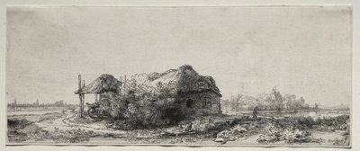 Krajina s chalupou a stodolou na seno: Obdélná, 1641. od Rembrandt van Rijn