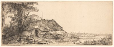 Krajina s chatou a velkým stromem od Rembrandt van Rijn