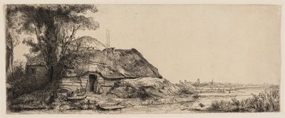 Krajina s chatou a velkým stromem od Rembrandt van Rijn