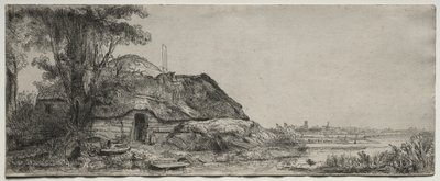 Krajina s chatou a velkým stromem od Rembrandt van Rijn