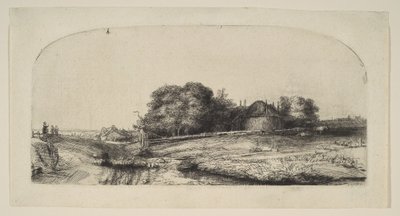 Krajina se stodolou na seno a stádem ovcí, 1652. od Rembrandt van Rijn