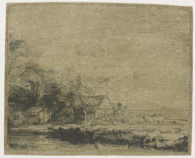 Krajina s krávou, která pije od Rembrandt van Rijn