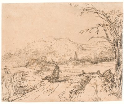 Krajina se sportovcem a psy od Rembrandt van Rijn