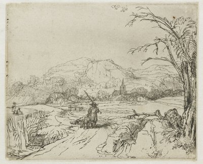 Krajina se sportovcem a psy od Rembrandt van Rijn