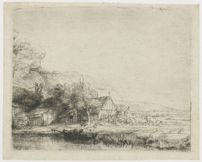 Krajina s krávou, která se napájí od Rembrandt van Rijn
