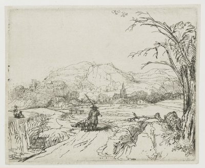 Krajina s pastýřem a psy („Malý lovec“) od Rembrandt van Rijn