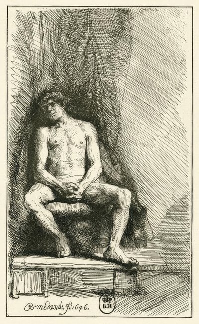 Mužský akt, sedící od Rembrandt van Rijn
